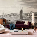 Old View of Troy & Hudson River, 1838 Mural Wallpaper - room preview 03