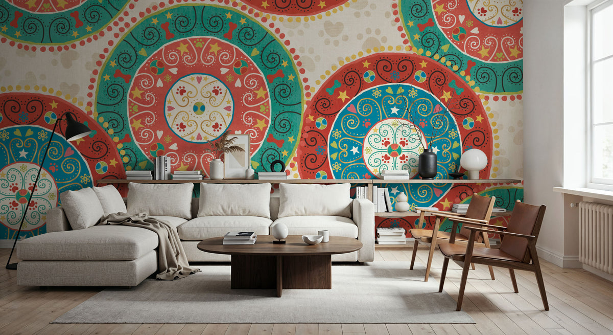 Otomi Dogs VI Mural Wallpaper - room preview 03