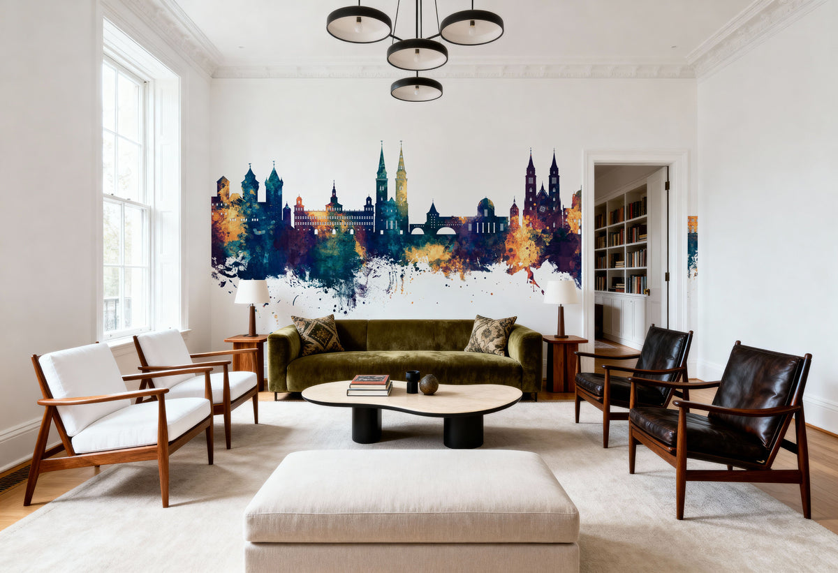 Nürnberg Germany Skyline Blue & Bronze Mural Wallpaper - room preview 03