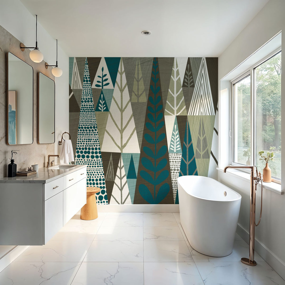 Geometric Forest Mural Wallpaper - room preview 03