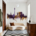 Düsseldorf Germany Skyline Purple & Gold Mural Wallpaper - room preview 03