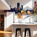 Liege Belgium Skyline Blue & Bronze Mural Wallpaper - room preview 03