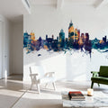 Mobile Alabama Skyline Blue & Bronze Mural Wallpaper - room preview 03