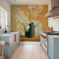 White Orchids in Black Vase Mural Wallpaper - room preview 03