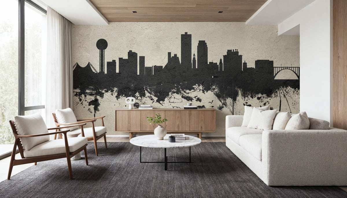 Knoxville Tennessee Skyline Concrete Mural Wallpaper - room preview 03