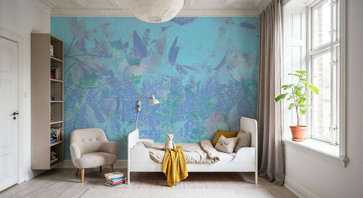 Dream Lupine, Light Turqouise Mural Wallpaper - room preview 03
