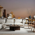 Golden Metropolis Dusk Mountain Mural Wallpaper - room preview 03