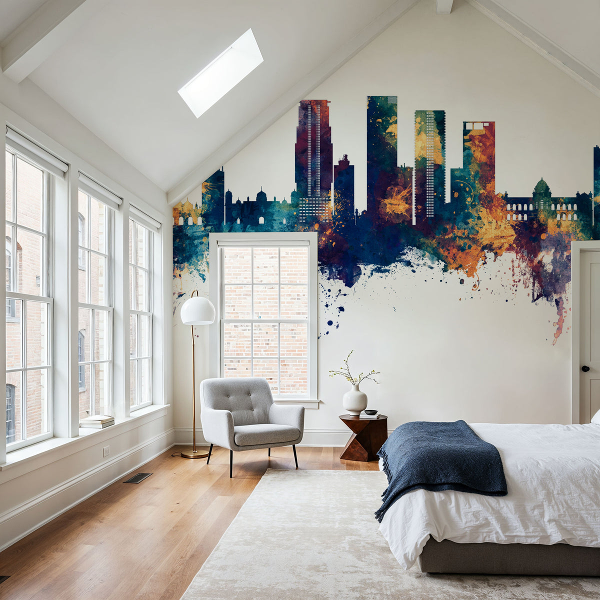 Dhaka Bangladesh Skyline Blue & Bronze Mural Wallpaper - room preview 03