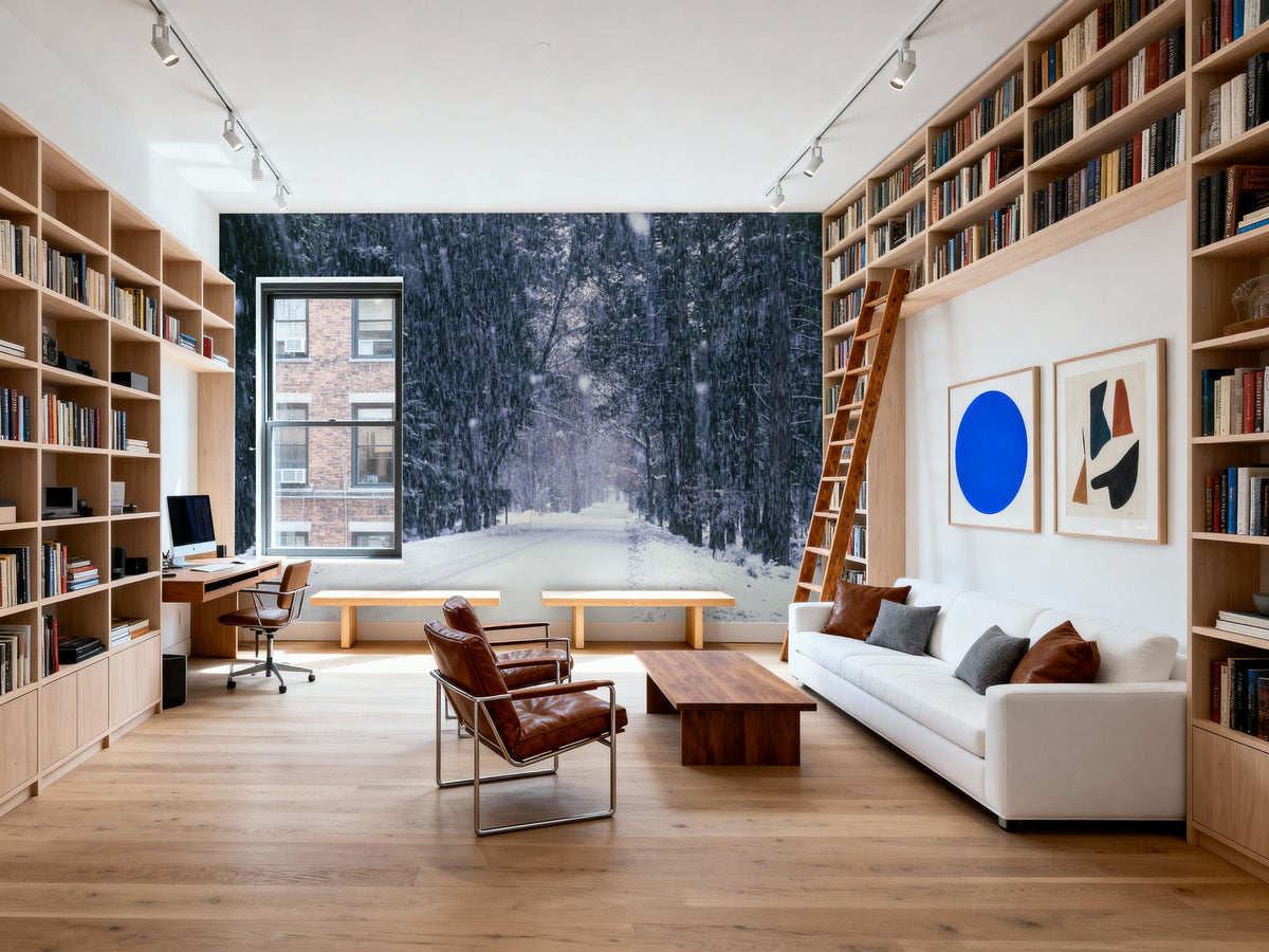 Winter Forest Path Mural Wallpaper - room preview 03