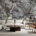 Seeing Through Leaves Gray Mural Wallpaper - room preview 03