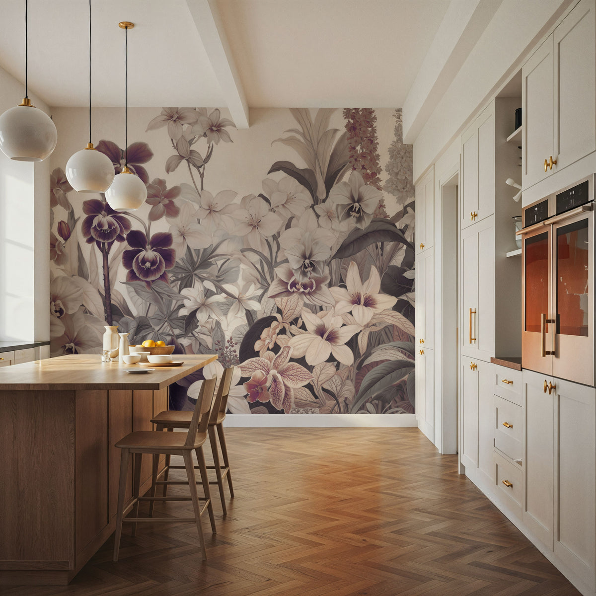 The Tenderness of Orchids, Peach Mural Wallpaper - room preview 03