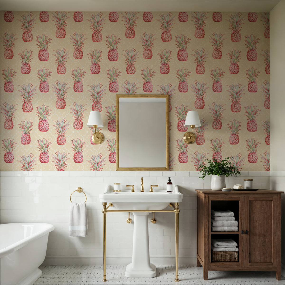 Pineapple Goals Yellow Mural Wallpaper - room preview 03
