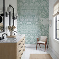 Flowers and Berries Teal Mural Wallpaper - room preview 03