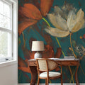 Moonlight Garden I Spice on Teal Mural Wallpaper - room preview 03