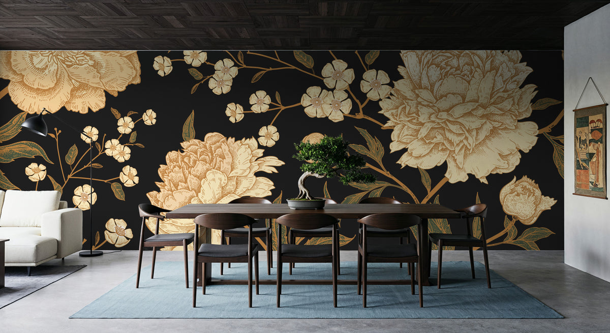 Vintage Peonies Mural Wallpaper - room preview 03