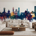 Lucca Italy Skyline Blue & Bronze Mural Wallpaper - room preview 03