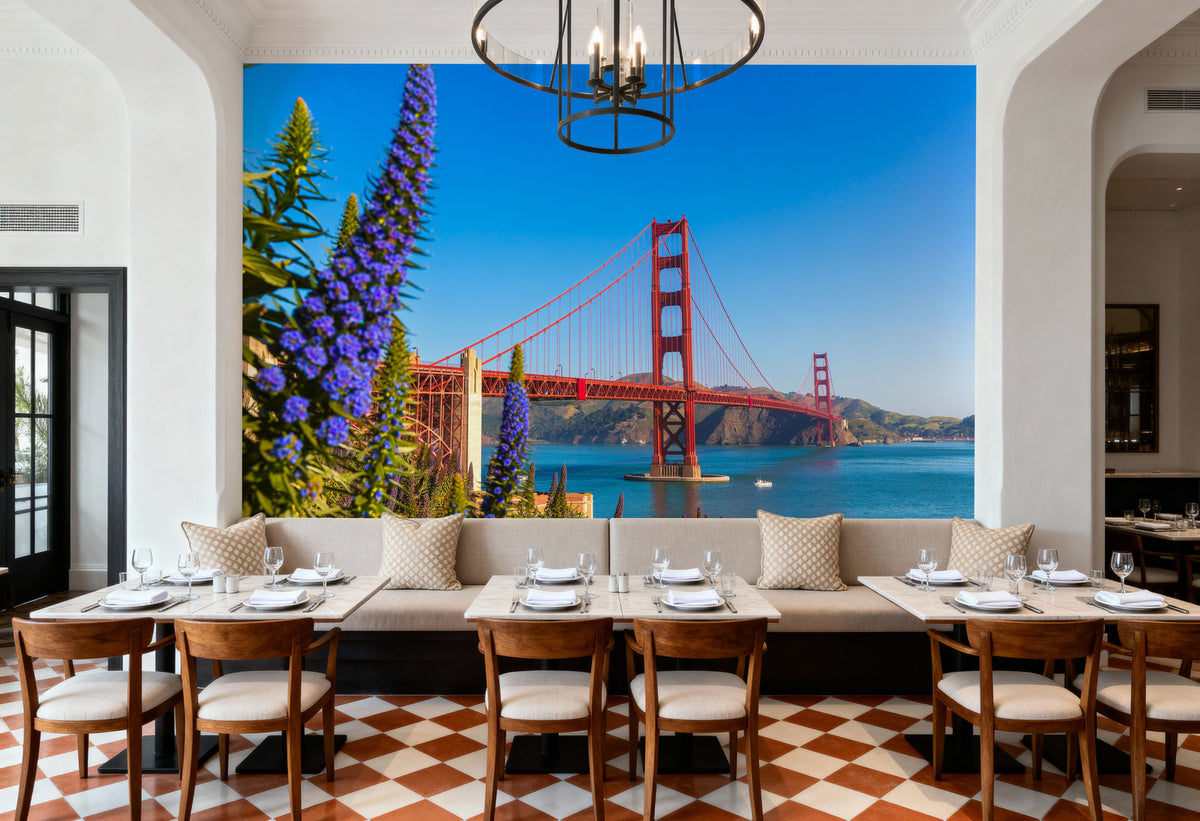 Floral Golden Gate Mural Wallpaper - room preview 03