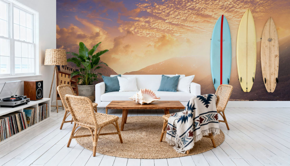 Mountain Twilight Village Mural Wallpaper - room preview 03