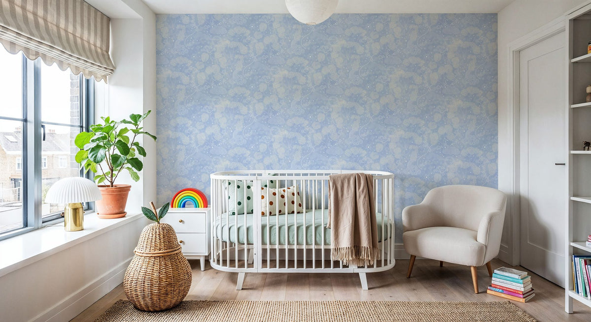 Moonlit Sky Petite, Baby Blue Mural Wallpaper - room preview 03