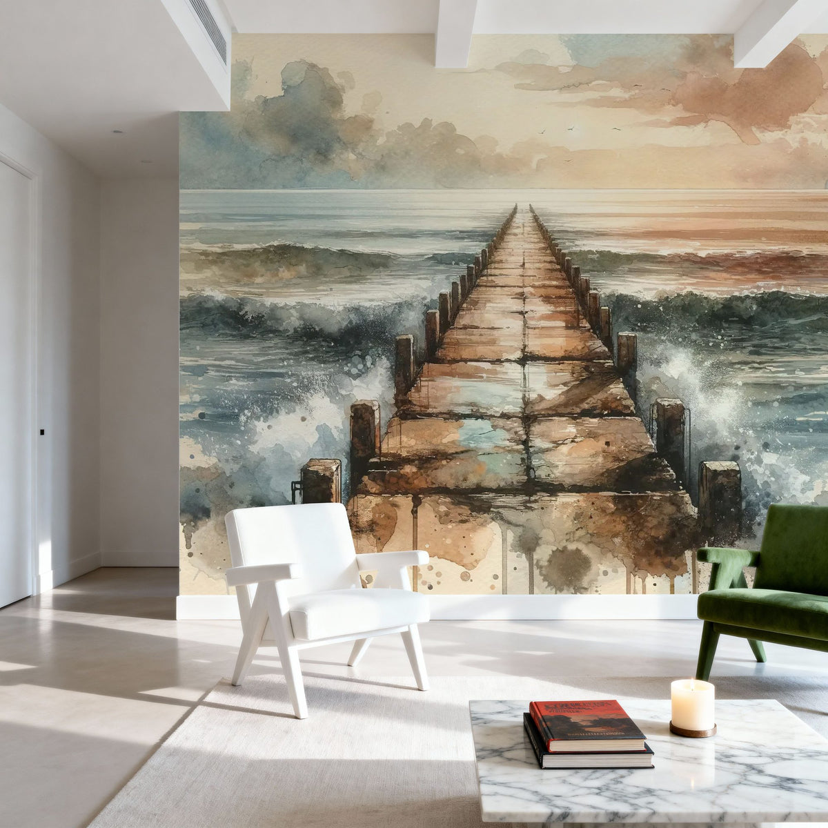 Endless Pier Into the Horizon Mural Wallpaper - room preview 03