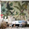 Monkeys with Birds, Laurel Mural Wallpaper - room preview 03