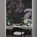 Tropical Forest Strolls Dark Green Mural Wallpaper - room preview 03