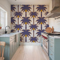 Graphic Palms, Violet Mural Wallpaper - room preview 03