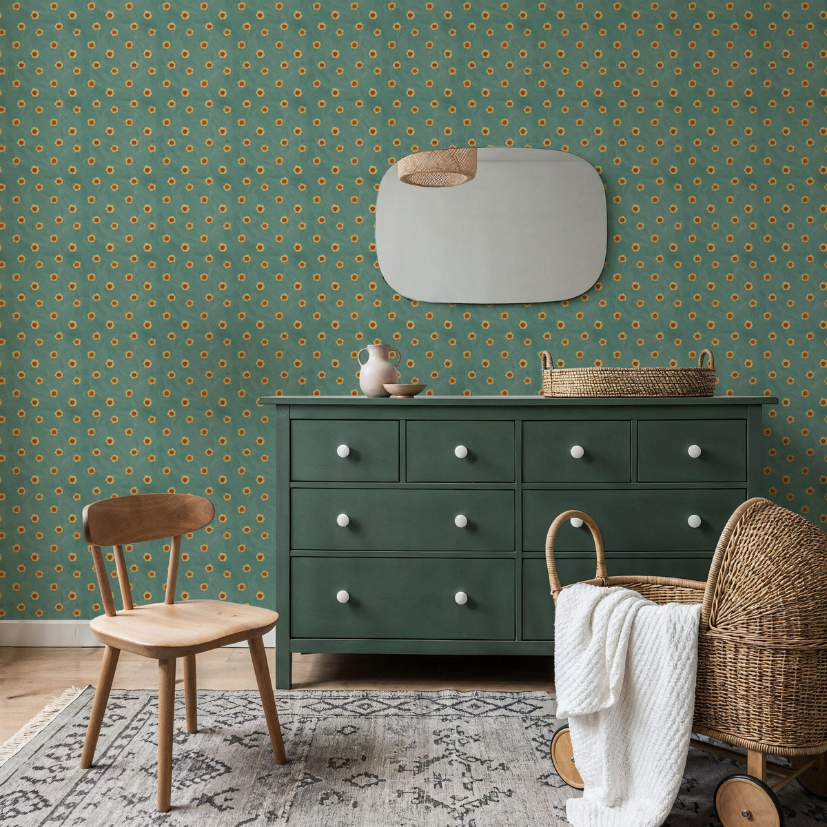 Autumn Buds Turqouise Mural Wallpaper - room preview 03