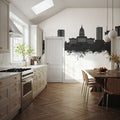 Topeka Wyoming Skyline Black & White Mural Wallpaper - room preview 03