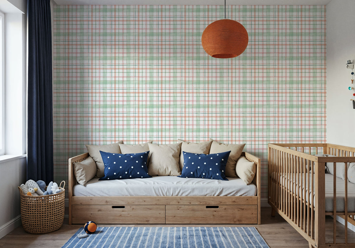 Harvest Plaid Mural Wallpaper - room preview 03