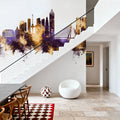 Rotterdam the Netherands Skyline Purple & Gold Mural Wallpaper - room preview 03