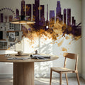 Singapore Skyline Purple & Gold Mural Wallpaper - room preview 03