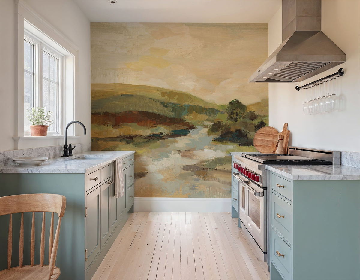 Valley River Mural Wallpaper - Purple Tone - room preview 03
