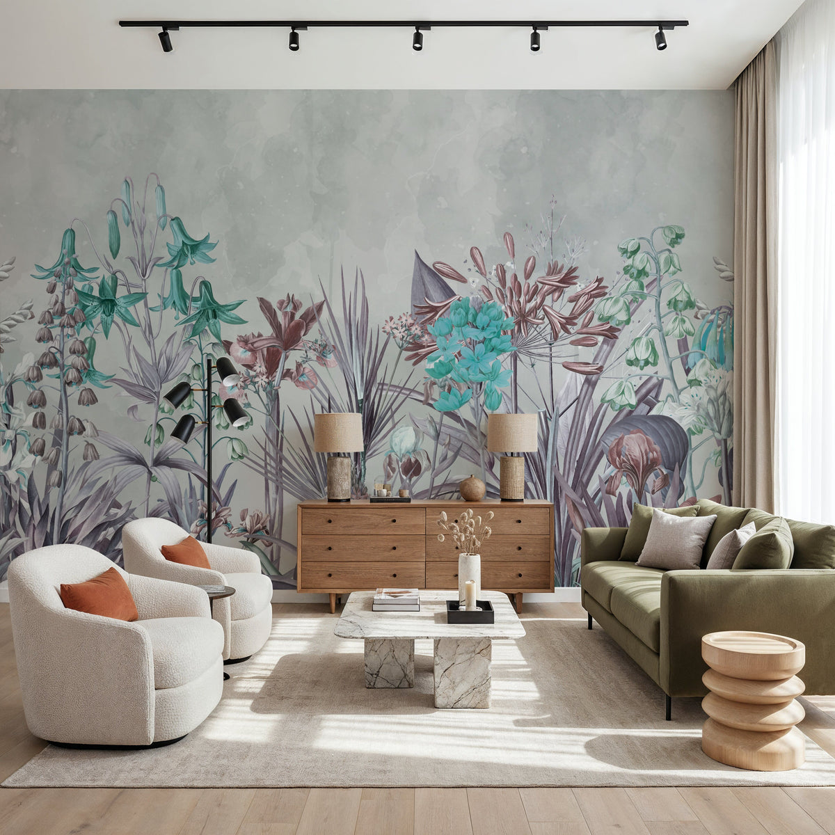 Field of Dreams Bright Blue Mural Wallpaper - room preview 03