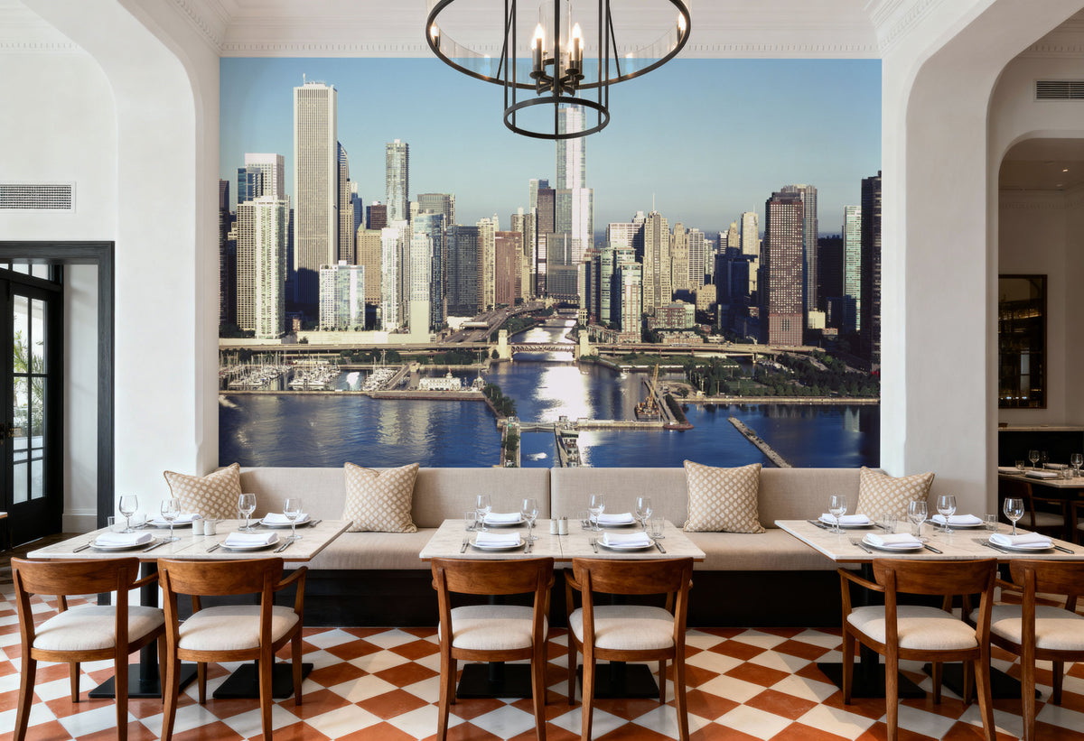 Harbor City Reflection Mural Wallpaper - room preview 03