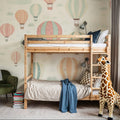 Hot Air Balloon Cloudy White Mural Wallpaper - room preview 03