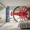 Kitschy Coastal Lobster Mural Wallpaper - room preview 03