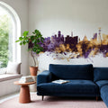 Kolkata (Calcutta) India Skyline Purple & Gold Mural Wallpaper - room preview 03