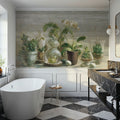 Greenhouse Orchids on Wood V2 Mural Wallpaper - room preview 03
