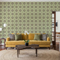 Geo Floral, Pistachio Mural Wallpaper - room preview 03