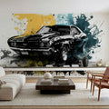 Muscle Car Action Mural Wallpaper - room preview 03
