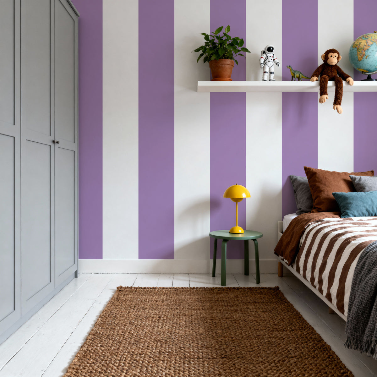 Circus Stripes, Purple Mural Wallpaper - room preview 03