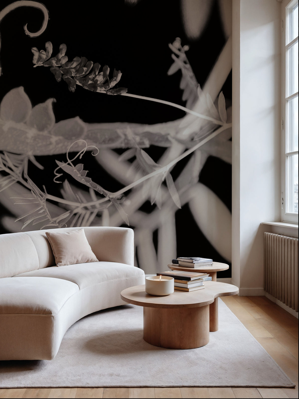 Flower Dreams BW II Mural Wallpaper - room preview 03