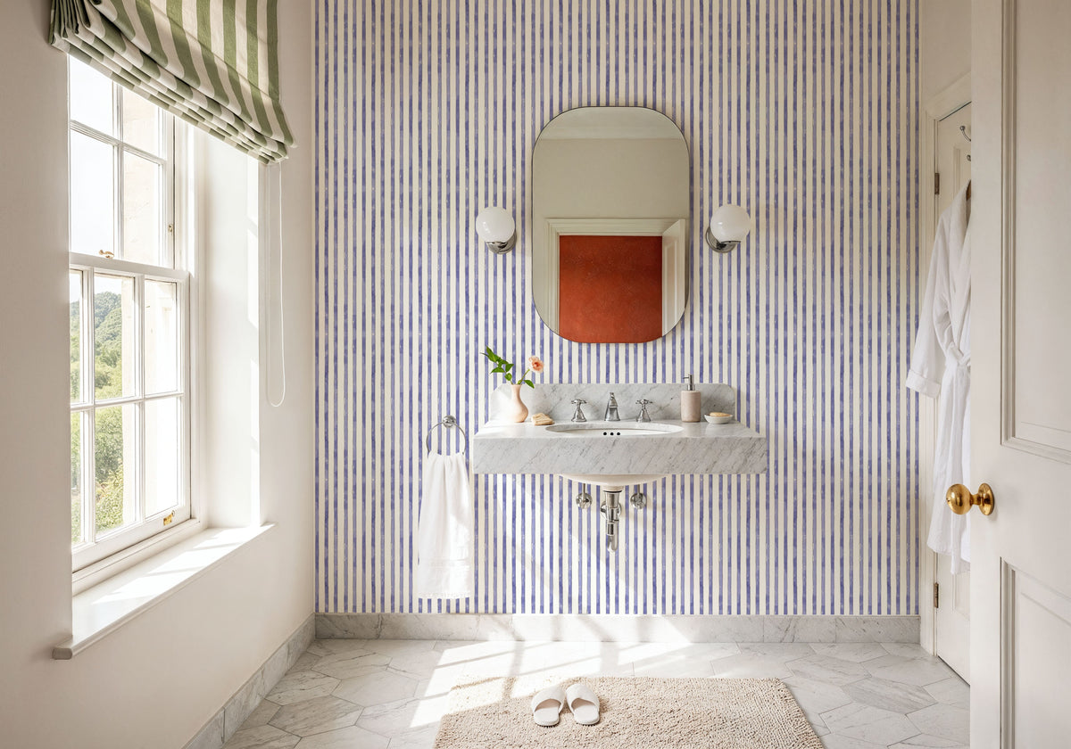 Botanical Blue Lines Mural Wallpaper - room preview 03
