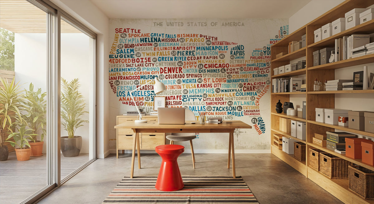 US City Map Mural Wallpaper - room preview 03