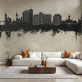 Portland Maine Skyline Concrete Mural Wallpaper - room preview 03