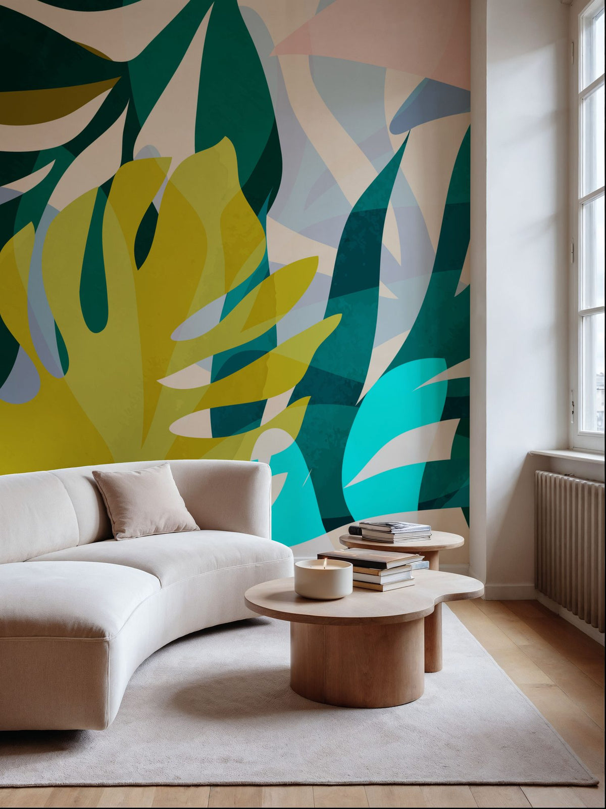 Popping Monstera Leaves Mural Wallpaper - room preview 03