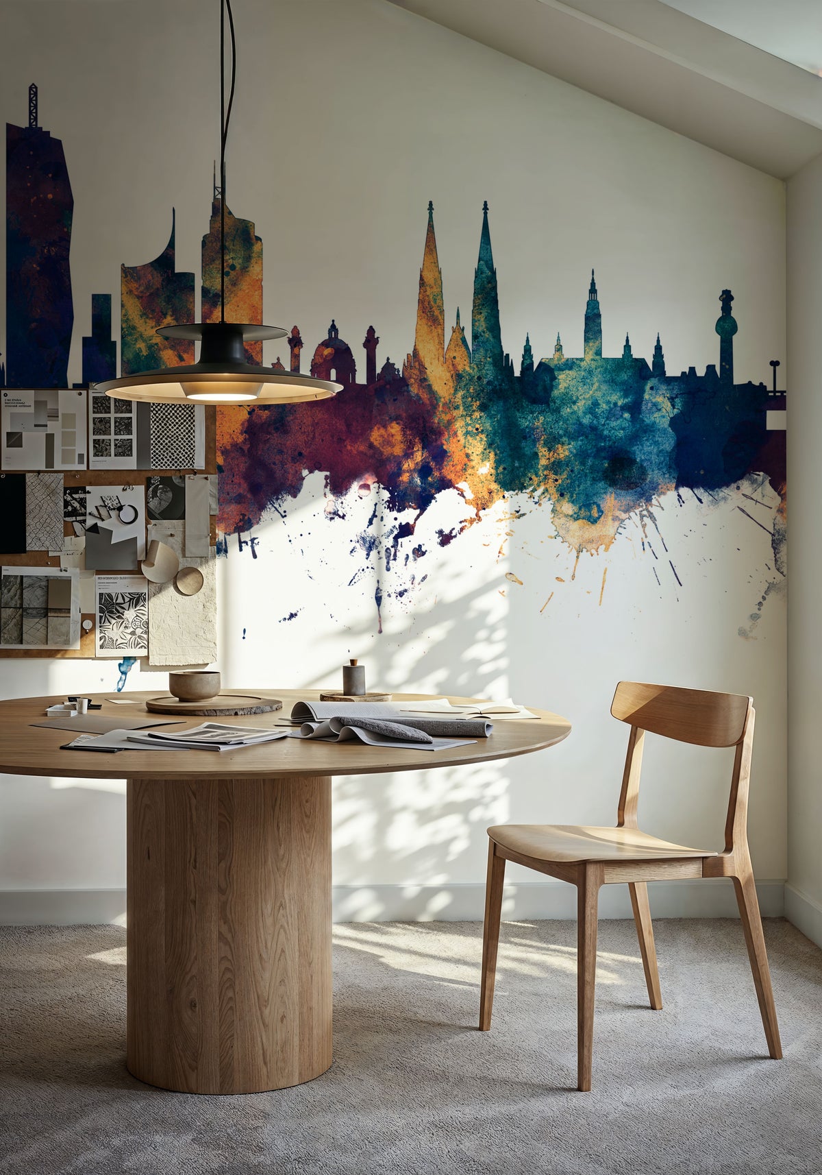 Vienna Austria Skyline Blue & Bronze Mural Wallpaper - room preview 03