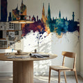 Vienna Austria Skyline Blue & Bronze Mural Wallpaper - room preview 03