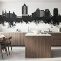 Roanoke Virginia Skyline Black & White Mural Wallpaper - room preview 03
